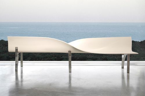Panca per spazi pubblici design originale - CALA - LAB23 - in acciaio inossidabile / in materiale composito / con schienale