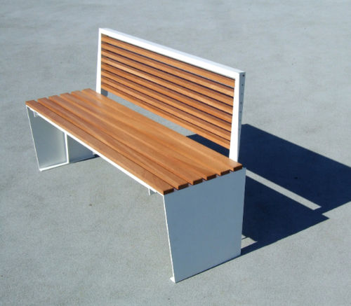 Panca per spazi pubblici contemporanea - MARYLIN  - LAB23 - in legno esotico / in acciaio / in PVC