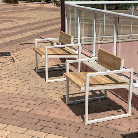 Sedia da giardino contemporanea - DOMINO  - LAB23 - da esterno / in acciaio / in legno