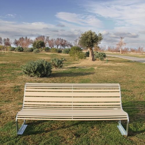 Panca da giardino contemporanea - MOKO ECO - LAB23 - in acciaio galvanizzato / in PVC / con schienale