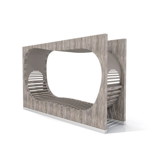 Panca per spazi pubblici design originale - STRATES - LAB23 - in legno esotico / in acciaio galvanizzato / in lamiera d'acciaio