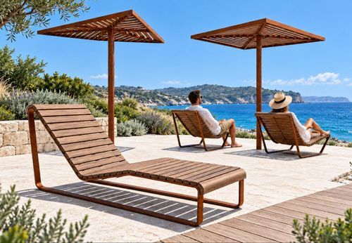 Chaise longue contemporanea - LUNGOMARE LIDO - LAB23 - in metallo / in legno / in acciaio
