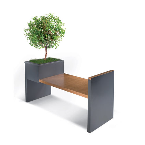 Panca per spazi pubblici contemporanea - ALFA - LAB23 - in legno / in acciaio galvanizzato / con braccioli