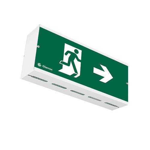 Illuminazione di emergenza sporgente - E30  - GLAMOX - rettangolare / LED / in acciaio verniciato