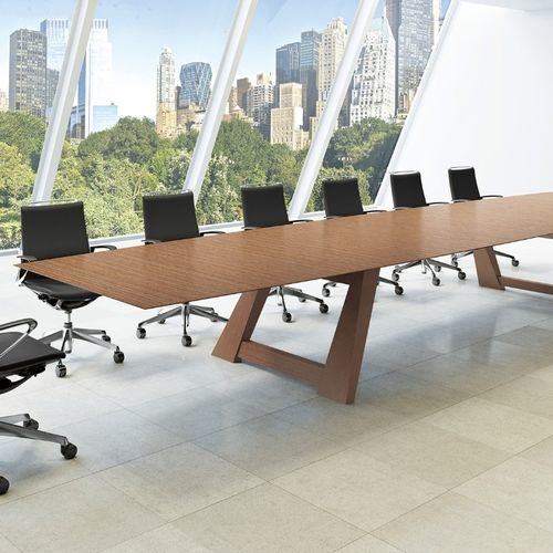 Tavolo da riunione contemporaneo - TRAVERSE - Okamura - in legno / con supporto in legno / rettangolare
