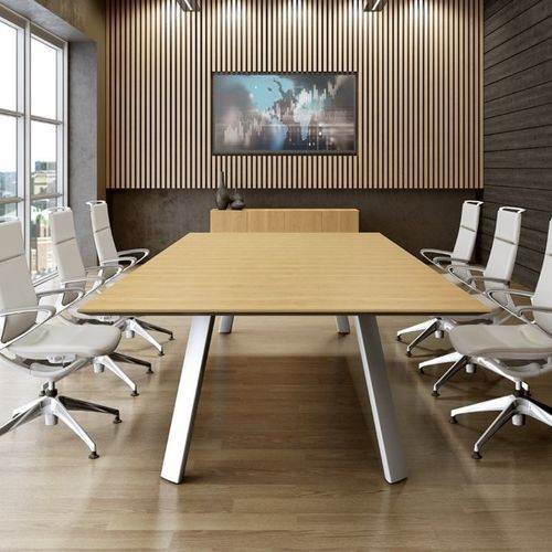 Tavolo da riunione contemporaneo - TRAVERSE SATELLITE - Okamura - in legno / con supporto in legno / rettangolare