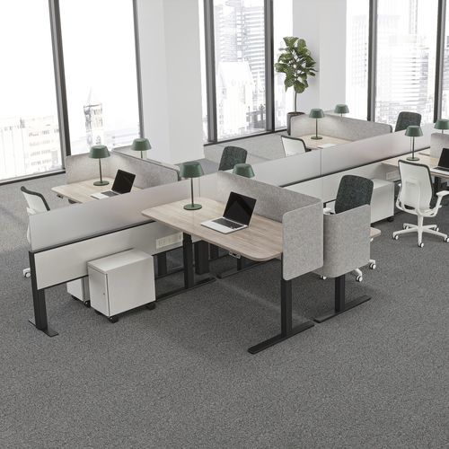 Divisorio per ufficio a pavimento - DISTRICT POWER SPINE - Teknion - autoportante / in vetro / in feltro