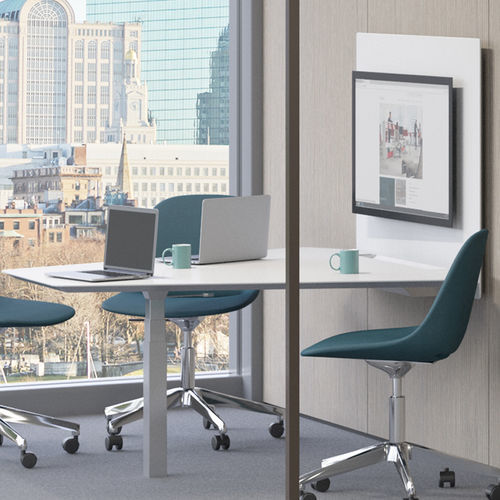Tavolo da riunione contemporaneo - TEK PIER™ - Teknion - in acrilico / con supporto in metallo / centrabile