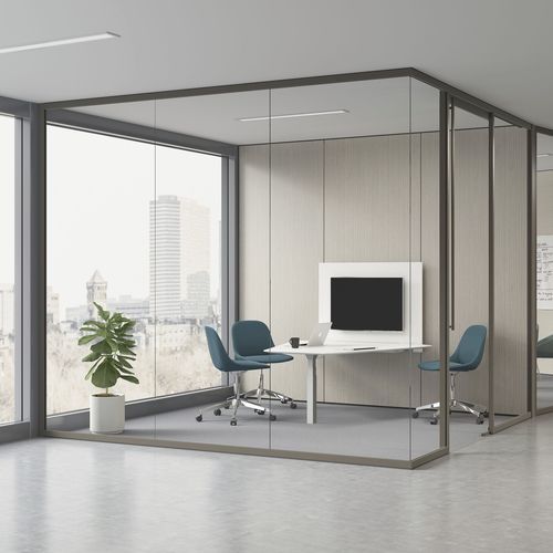Parete amovibile - TEK VUE - Teknion - roto-traslante / in vetro / professionale