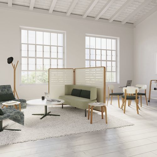 Divisorio per ufficio a pavimento - ZONES - Teknion - in legno / modulare / bianco
