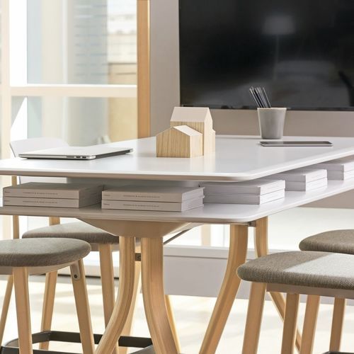 Tavolo da lavoro contemporaneo - ZONES  - Teknion - in legno / con supporto in legno / rettangolare