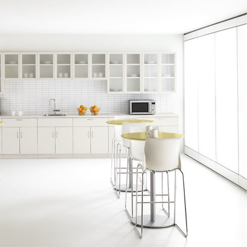 Sedia alta contemporanea - NAMI - Teknion - da interno / in cromo / con supporto in metallo