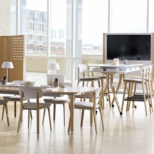 Sedia contemporanea - ZONES - Teknion - da interno / in plastica / con supporto in legno