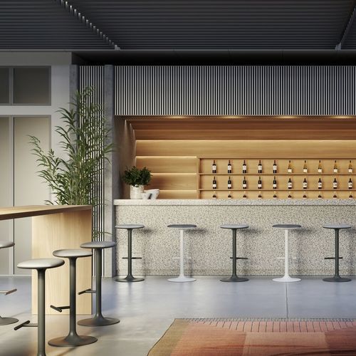 Sgabello da ufficio in tessuto - SPROUT - Teknion - con supporto in metallo / contract / blu