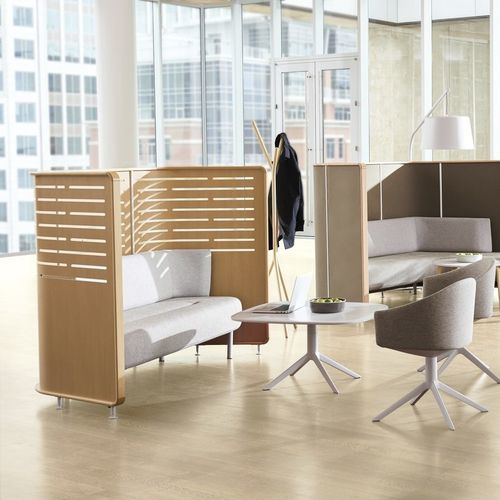 Divano contemporaneo - ZONES  - Teknion - in tessuto / grigio / beige