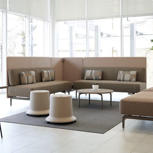 Divanetto imbottito modulare - BANQS - Teknion - contemporaneo / in tessuto / in pelle