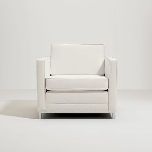 Poltrona contemporanea - TUX - Teknion - in pelle / in cromo / bianca