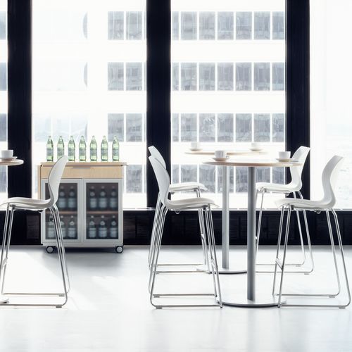 Tavolo alto contemporaneo - TEKNION CASUAL - Teknion - in MDF / impiallacciato in legno / in laminato