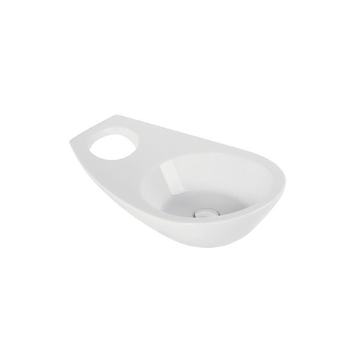 Lavabo da appoggio - JOIN - Sanindusa - in ceramica / con portasalviette integrato / senza foro