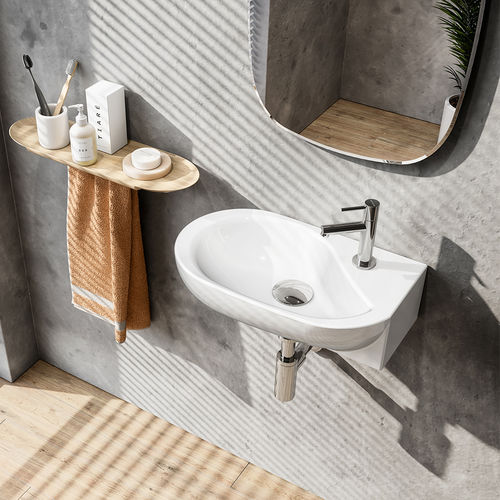 Lavabo sospeso - DOURO  - Sanindusa - in ceramica / 1 foro / con troppopieno