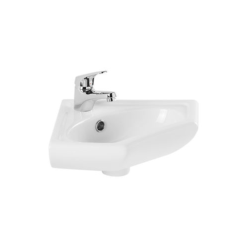 Lavabo sospeso - SADO  - Sanindusa - in ceramica / d'angolo / 1 foro