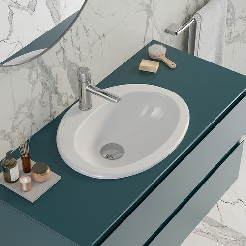 Lavabo da incasso - PARIS - Sanindusa - in ceramica / ovale / 1 foro
