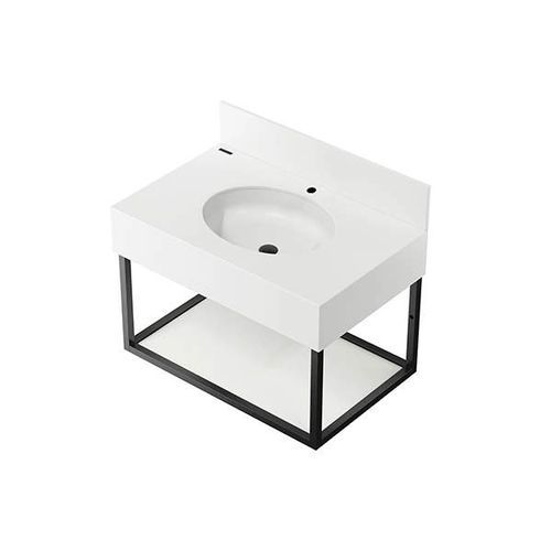 Lavabo sospeso - ALVA - Sanindusa - in Solid Surface / con scaffale integrato / rettangolare