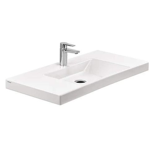Lavabo sospeso - VISTA 90 - Sanindusa - in ceramica / con miscelatore / rettangolare