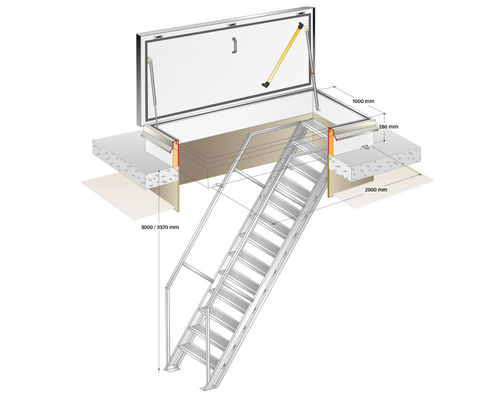 Sportello d'ispezione per tetto - RHT1020 - GS50 - Gorter - rettangolare / in alluminio / con scale