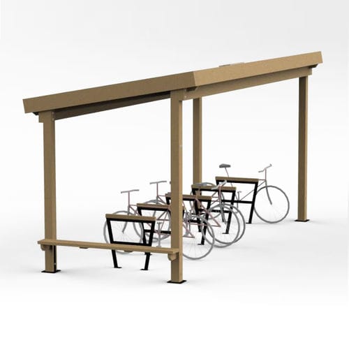 Pensilina per biciclette con panchina integrata - O’VÉLO    - Rondino - con rilevatore di presenza / con illuminazione LED / a tenuta stagna