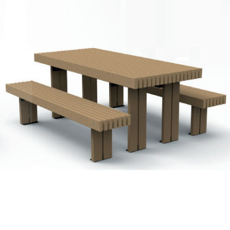Tavolo da picnic contemporaneo - 627 143 - Rondino - in legno / con supporto in legno / rettangolare