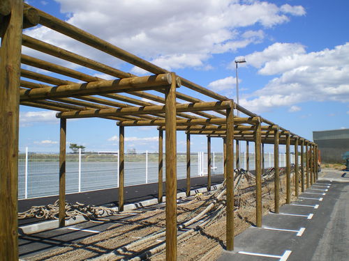 Pergola autoportante - 627 202 - Rondino - in legno / con copertura in legno / per spazi pubblici