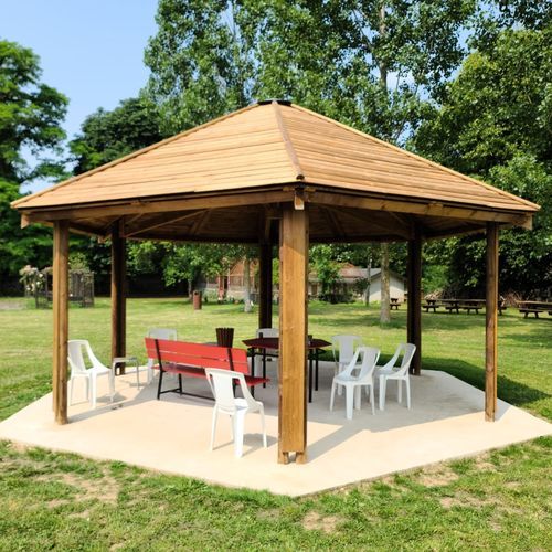 Gazebo in legno - 650 066 - Rondino - tetto in legno / con struttura in legno / contract