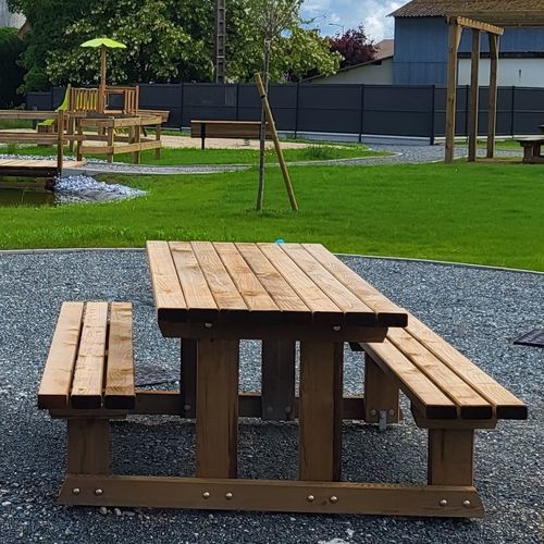 Tavolo da picnic contemporaneo - 627 180 - Rondino - in pino / con supporto in pino / rettangolare