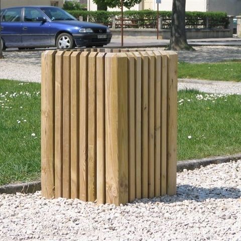 Portarifiuti pubblico - 627 940 - Rondino - in pino / senza coperchio / da esterno