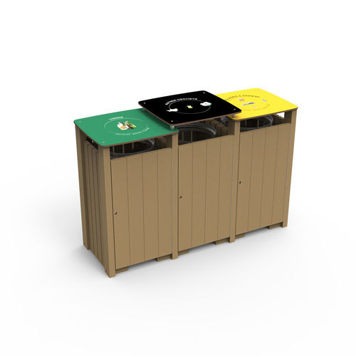 Portarifiuti pubblico - 627 934 - Rondino - per raccolta differenziata / in pino / con coperchio
