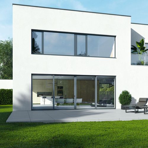 Finestra in vetro - SYMBIOTIC - Schüco - in alluminio / in acciaio / in EPDM