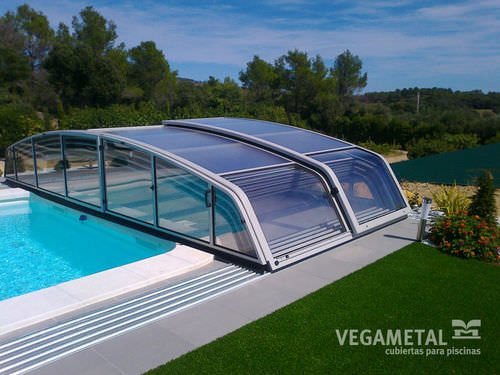 Copertura per piscina bassa - VELSA MINI - VEGAMETAL - scorrevole / in metallo / con azionamento manuale