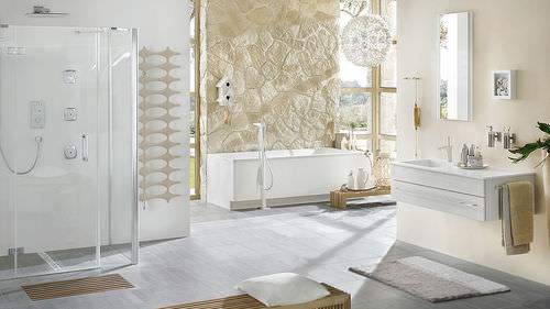 Lastra di paramento in pietra ricostituita - NEVADA CREME - Klimex - per esterni / indoor / 100% riciclabile