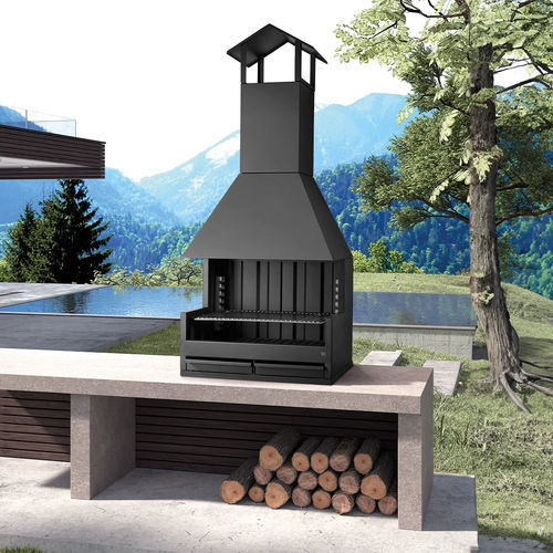 Barbecue a legna - Garden Palm - ROCAL - fisso / in acciaio inossidabile