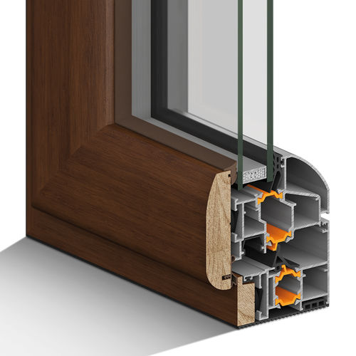 Finestra in legno - SUPERTHERMIC - Noval Group - in alluminio / a battente / a doppi vetri