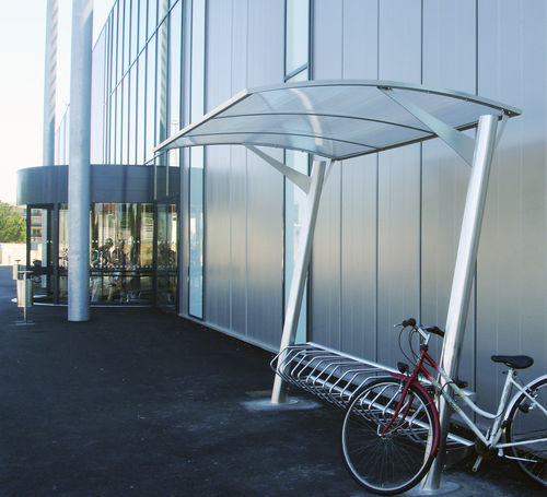 Pensilina per biciclette con copertura in policarbonato - TRAMONTANE - FRANCE INOX INDUSTRIE - per spazi pubblici / per zone urbane