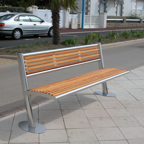 Panca per spazi pubblici contemporanea - TRAMONTANE - FRANCE INOX INDUSTRIE - in legno / in acciaio inossidabile / con schienale