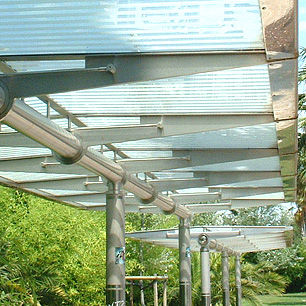 Pensilina per fermata d'autobus in metallo - OUVRAGES D'ART - FRANCE INOX INDUSTRIE - in vetro