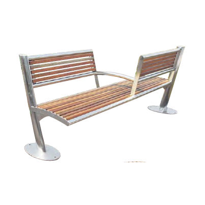 Panca per spazi pubblici classica - TRAMONTANE VIS-A-VIS - FRANCE INOX INDUSTRIE - in legno / in acciaio inossidabile / con schienale