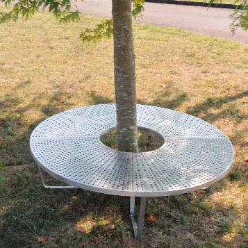Panca per spazi pubblici contemporanea - CHENILLE : CIRCULAIRE - FRANCE INOX INDUSTRIE - in acciaio inossidabile / con fioriera integrata