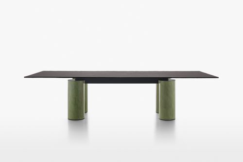 Tavolo contemporaneo - SERENISSIMO - Acerbis - in vetro / con supporto in metallo verniciato / rettangolare
