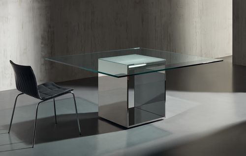 Tavolo contemporaneo - JUDD - Acerbis - in vetro / con supporto in acciaio inossidabile / rettangolare