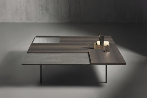 Tavolino basso contemporaneo - MOODBOARD - Acerbis - in legno / in acciaio / in ottone