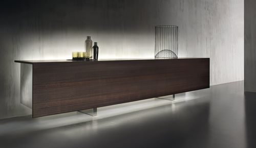 Credenza contemporanea - LUDWIG   - Acerbis - in legno laccato / in acciaio inossidabile lucido / con illuminazione integrata